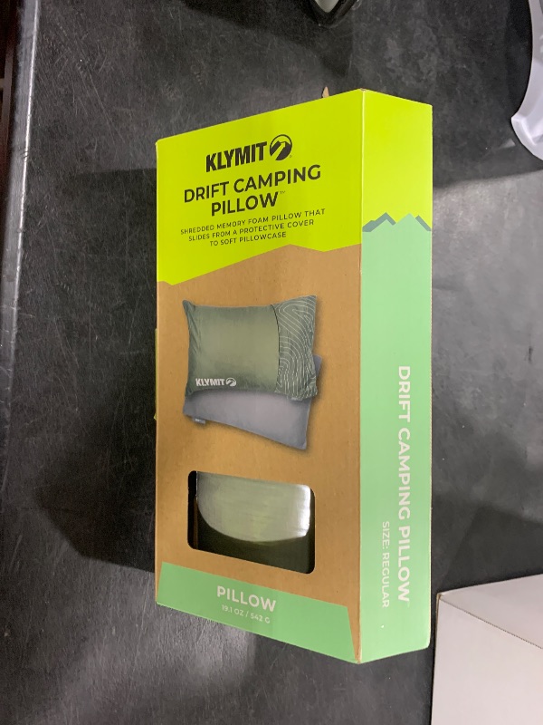 Photo 1 of Klymit Drift Camping Pillow, Shredded Memory Foam Travel Pillow with Reversible Cover for Outdoor Use, Green, Regular