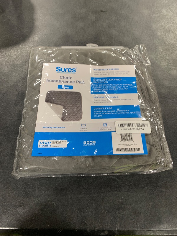 Photo 1 of Sures Waterproof Chair Pads for Incontinence (22" x 21") - Washable, Waterproof Seat Protector - Chair Protector Seat Cover - Absorbent Pad for Bed, Seat, Car, Wheelchair & Recliner (Gray, 1 Pack)