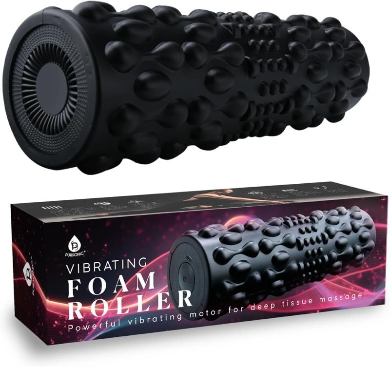 Photo 1 of PURSONIC Vibrating Foam Roller – Deep Tissue Massage for Muscle Recovery – 5 Intensity Levels, USB Rechargeable, Durable & Lightweight Design
