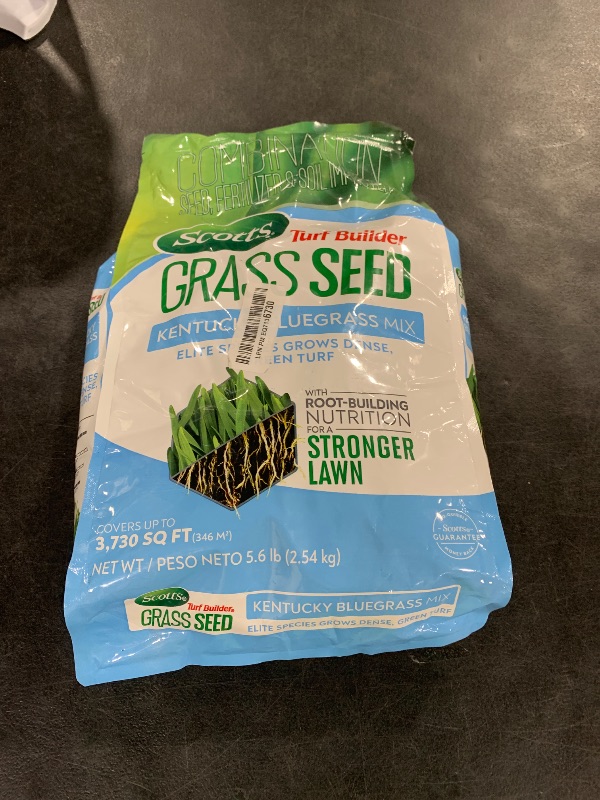 Photo 1 of Scotts Turf Builder Grass Seed Kentucky Bluegrass Mix with Fertilizer and Soil Improver, Grows Dense, Green Turf, 5.6 lbs.