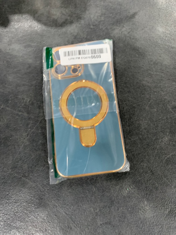 Photo 1 of ETPESOK Compatible with iPhone 16 Pro Max Case with Magnetic Ring Stand [Compatible with Mag-Safe] [Full Camera Lens Protector] Soft Plating Phone Case for iPhone 16 Pro Max 6.9", Grey Blue