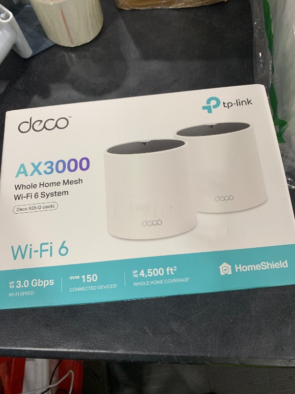 Photo 1 of TP-Link Deco X55 AX3000 WiFi 6 Mesh System - Covers up to 4500 Sq.Ft, Replaces Wireless Router and Extender, 3 Gigabit Ports per Unit, Supports Ethernet Backhaul, Deco X55(2-Pack)