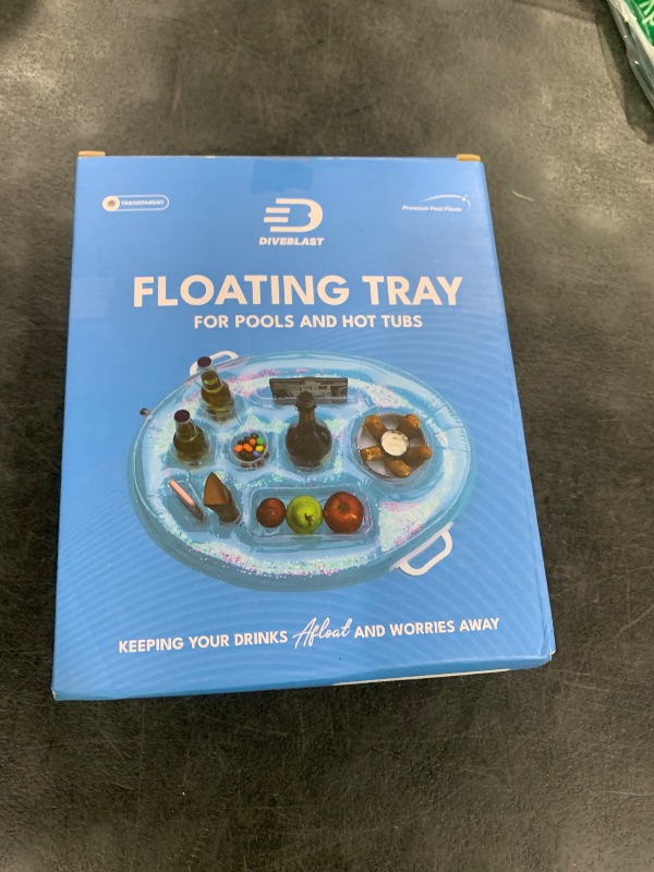Photo 1 of DIVEBLAST: Transparent Floating Drink Holder for Pool, Hot Tub Accessories for Adults - Holds Up to 50 LBS - Glitter Fun Swimming Pool Accessories for Adults, Cool and Unique Drink Floaties