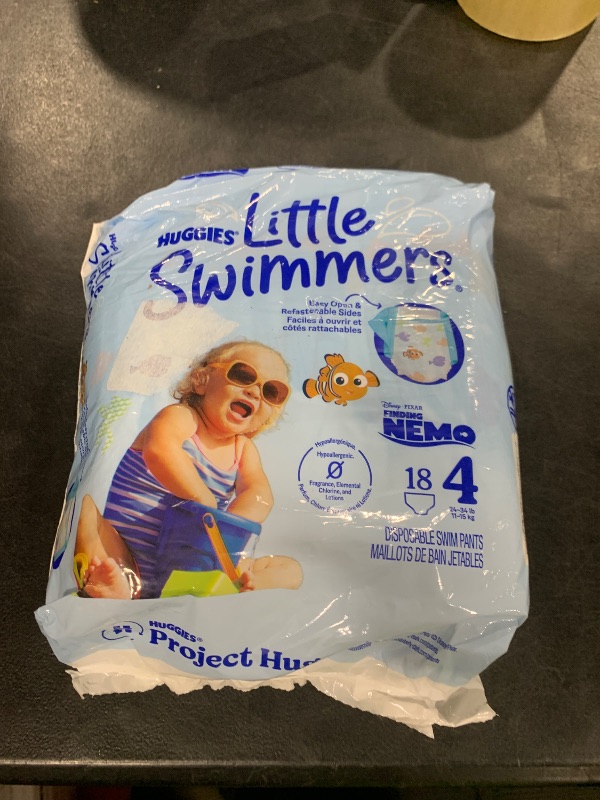 Photo 1 of Huggies Little Swimmers Disposable Swimming Diapers, Size 4 (24-34 lbs), 18 Ct