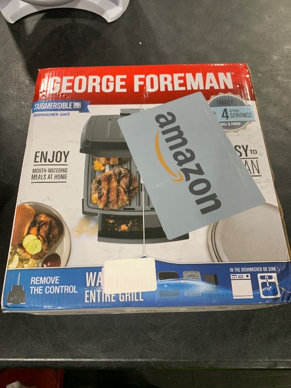 Photo 1 of George Foreman® Fully Submersible™ Grill, NEW Dishwasher Safe, Wash the Entire Grill, Easy-to-Clean Nonstick, Black/Grey