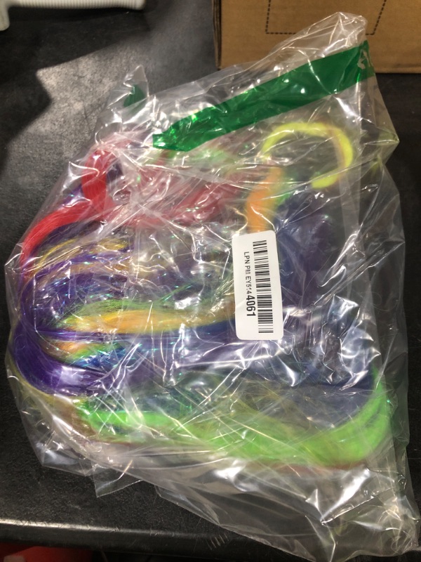 Photo 1 of Colored Hair Extensions Rainbow Ponytail Extension 2 Packs, 20 inch Crazy Hair Day Accessories for Women, DIY Festival Wacky Rave Braids,Tinsel Mixed