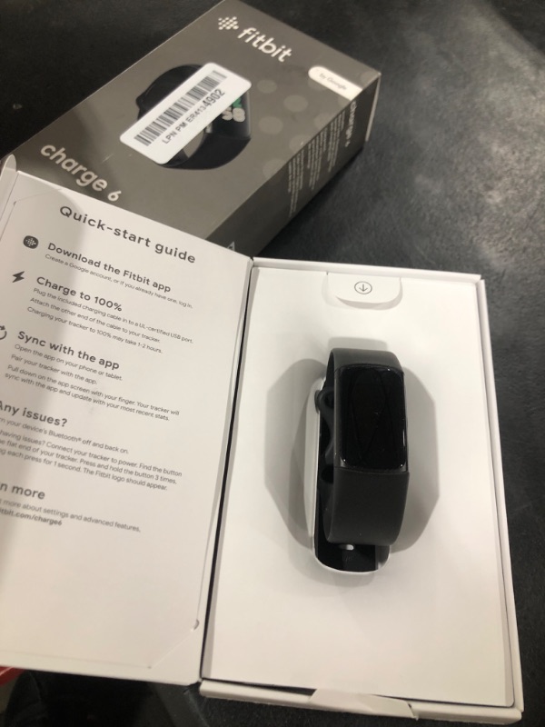 Photo 1 of Fitbit Charge 6 Fitness Tracker with Google apps, Heart Rate on Exercise Equipment, 6-Months Premium Membership Included, GPS, Health Tools and More, Obsidian/Black, One Size (S & L Bands Included)