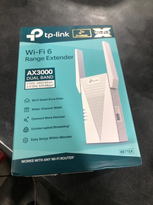 Photo 1 of TP-Link AX3000 WiFi 6 Range Extender | PCMag Editor's Choice | Dual-Band Wireless Repeater w/Ethernet Port | Up to 2400 Sq. Ft., 64 Devices | Internet Signal Booster | APP Setup | EasyMesh (RE715X)

