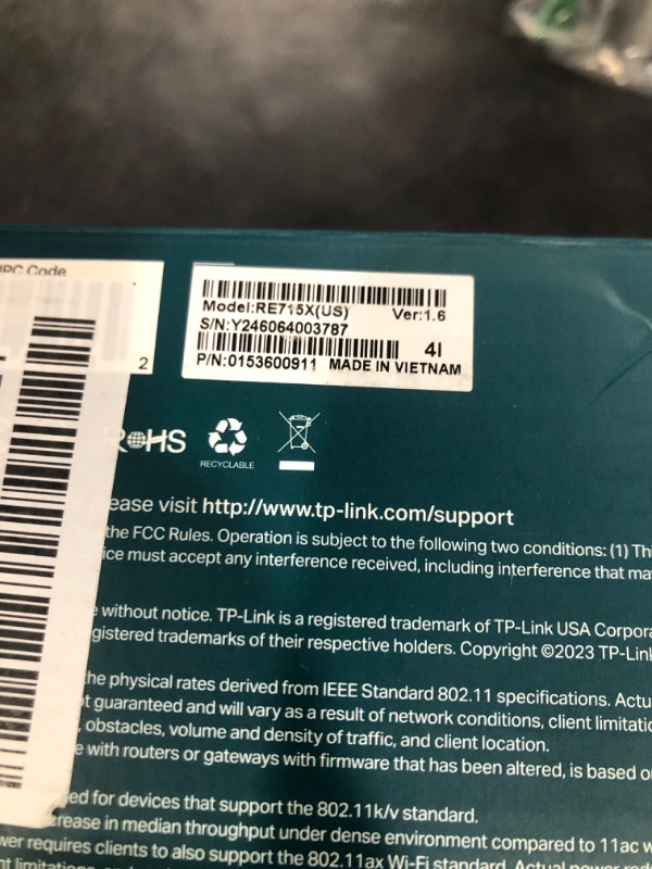 Photo 1 of TP-Link AX3000 WiFi 6 Range Extender | PCMag Editor's Choice | Dual-Band Wireless Repeater w/Ethernet Port | Up to 2400 Sq. Ft., 64 Devices | Internet Signal Booster | APP Setup | EasyMesh (RE715X)
