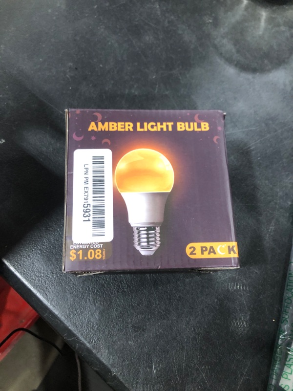 Photo 1 of DALUXshop Amber Sleep Light Bulbs, Blue Light Blocking, A19 9W(60 Watt Equivalent) Dim Light Bulbs for Lamp, 1800K Warm Light Bulb, E26 for Healthy Sleep, Bedroom, Kids Room, 2 Pack