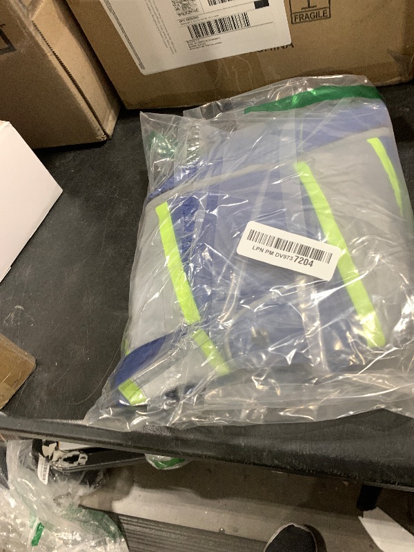 Photo 1 of JKSafety 9 Pockets Hi-Vis Zipper Front MESH Neon Blue Safety Vest with Fluorescent Yellow Extended Trim outling the Reflective Tapes Meet ANSI/ISEA Standards (100-Mesh-Blue, 5X-Large)