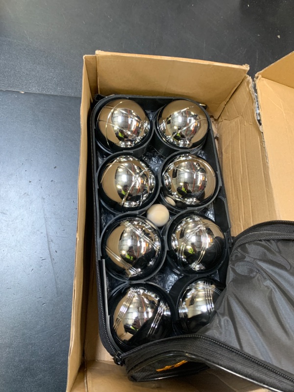 Photo 1 of WodGod Petanque Game Set – 8 Stainless Steel Balls with Carry Case, Target Ball & Measuring String, Classic Petanque Game Set for Lawn, Beach & Backyard – Outdoor Family Bocce Ball Fun
