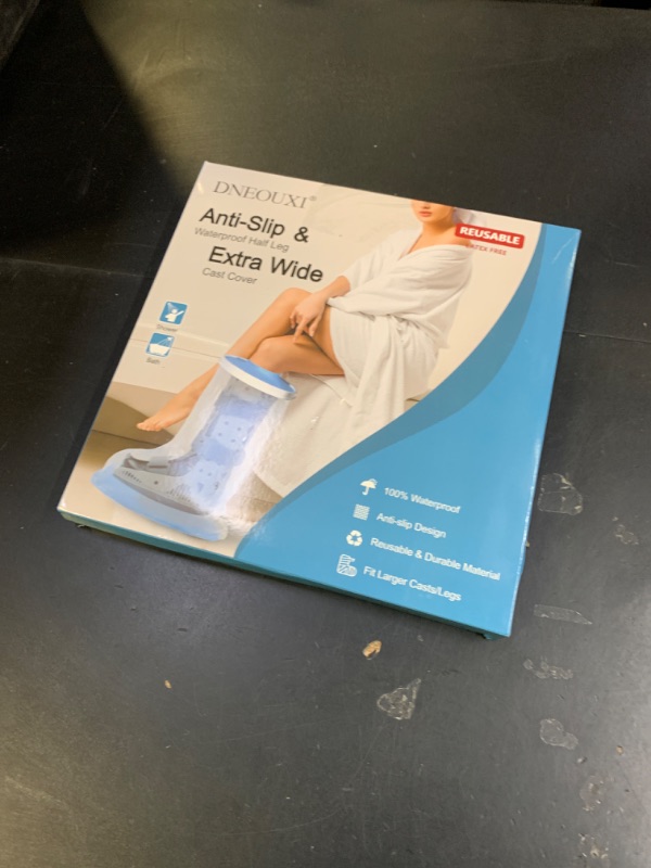 Photo 1 of DNEOUXI Waterproof Extra Wide Leg Cast Cover for Shower, Extra Large Watertight Foot Protector Cover with Non-Slip Bottom for Plus Size Adults Surgery Casts Boots, Fits Leg Size 12"-29"