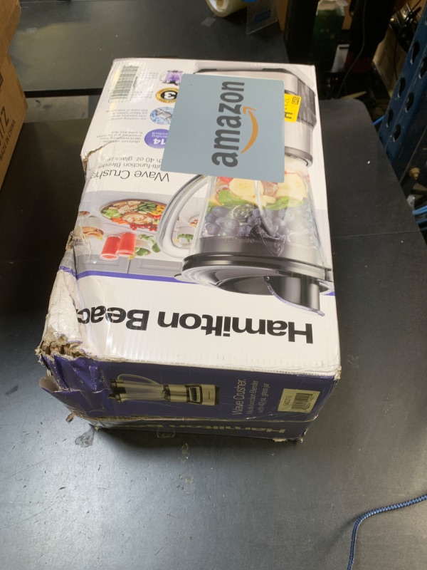 Photo 1 of **INCOMPLETE** Hamilton Beach Wave Crusher Blender For Smoothies With 40 Oz Glass Jar and 14 Functions, Ice Sabre Blades & 700 Watts for Consistently Smooth Results, Black + Stainless Steel (54221)