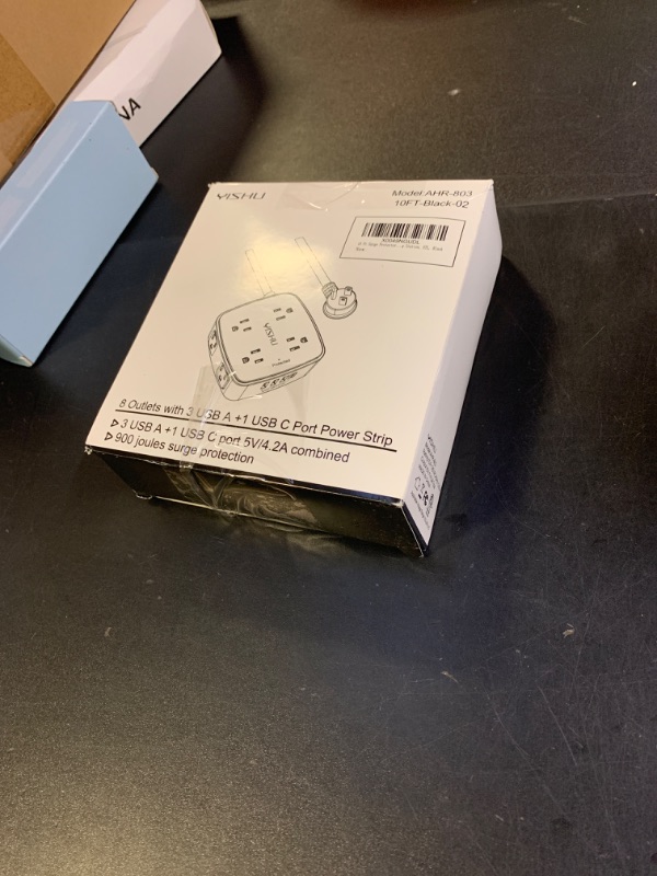 Photo 1 of 10 Ft Surge Protector Power Strip - 8 Widely Outlets with 4 USB Ports, 3 Side Outlet Extender with 10 Feet Extension Cord, Flat Plug, Wall Mount, Desk USB Charging Station, ETL, Black