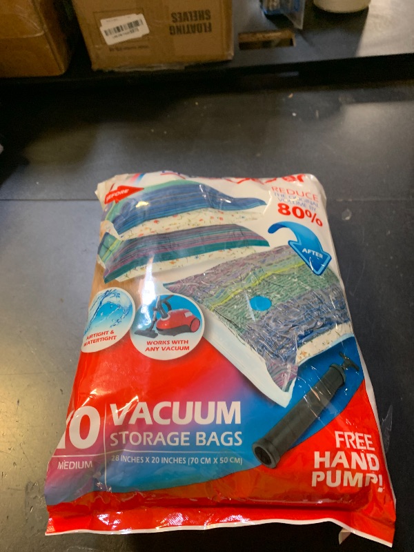 Photo 1 of 10 Pack Medium Vacuum Storage Bags for Comforters, Blankets & Clothes – Vacuum Sealed Compression Bags with Hand Pump – Space Saver Storage Bags for Bedding, Moving, Travel & Organization