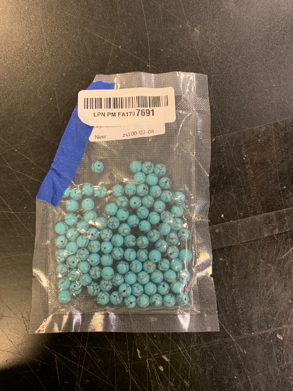 Photo 1 of 100pcs 8mm Blue Turquoise Beads Natural Gemstone Beads Round Loose Beads for Jewelry Making