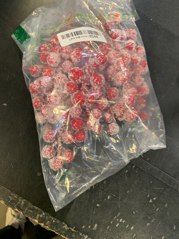 Photo 1 of 10 Pcs Holly Stems, 8.7" Snow Sprays Artificial Red Berry Stems, Holly Berry Picks for Christmas Tree Fillers Decor, Fake Red Berries for DIY Crafts Wreaths Garland Home Party Winter Decor