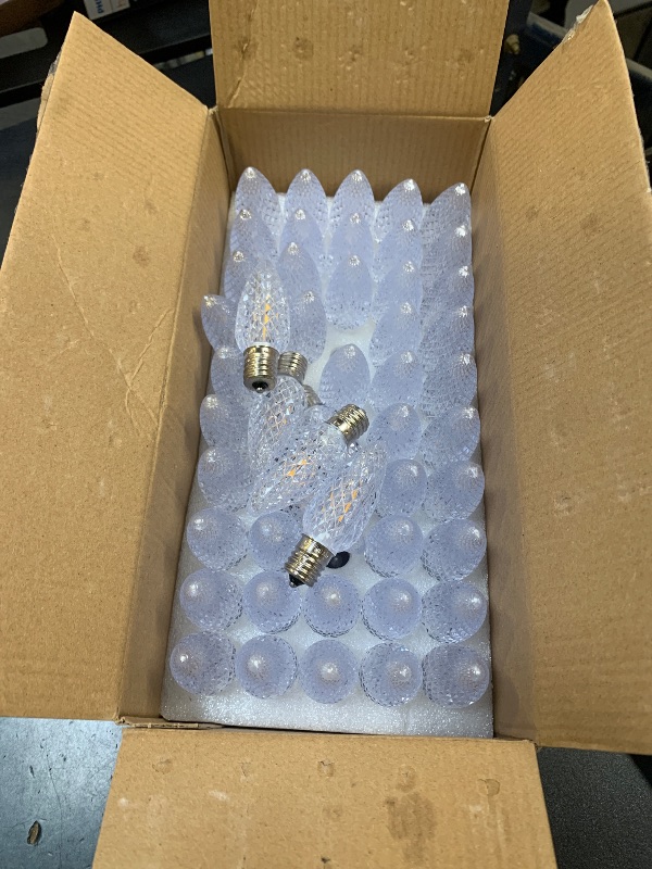 Photo 1 of 100PACK C9 Christmas Lights LED Replacement Bulbs?Shatterproof & Waterproof Plastic C9 Led Bulbs for Outdoor String Lights, E17 Base, 0.6W Equivalent to 7W, Warm White 2700K, 50LM Holiday Decoration