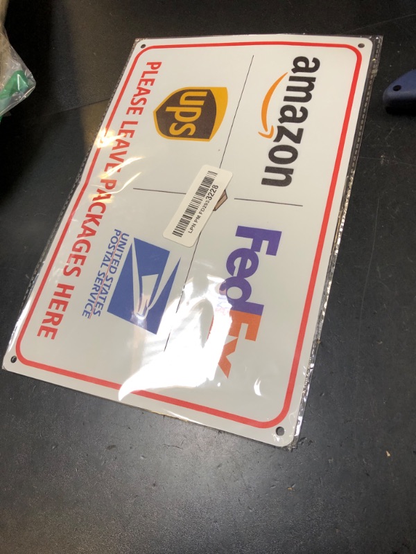 Photo 1 of ALKB Rust-Free Aluminum Package Delivery Sign for Outdoor Use 8x 12 Inch, "Please Leave Package Here" for Porch/Front Door