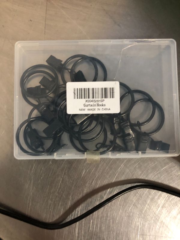 Photo 1 of Ninsula 26 PCS Curtain Rings with Clips, Curtain Hooks for Drapes, Curtain Clips with Rings 1.26” Interior Diameter, Black Curtain Rings Fit up to 1 inch Curtain Rod