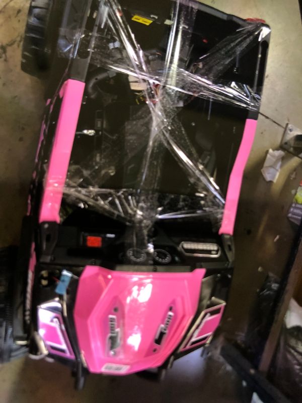 Photo 1 of 24V Ride on Toys 4WD Ride on Cars with Remote Control, 1 Seater Electric Car for Kids, Power Car Wheels, UTV w/ 4 Motors, Music, Lights, 3 Speeds, Pink