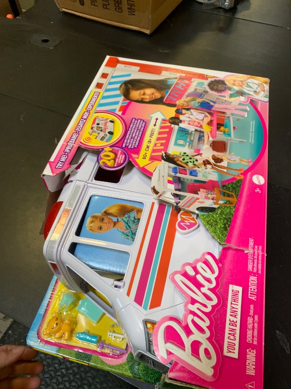 Photo 1 of ???Barbie Playset with 20+ Accessories, Emergency Vehi??cle Transforms into 2+ Foot Hospital with Lights and Sounds, Care Clinic????????