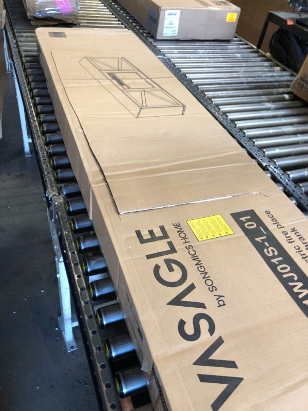 Photo 1 of VASAGLE Fireplace TV Stand for TVs up to 80 Inches, 18-Inch ELectric Fireplace with Remote, Farmhouse Entertainment Center, Media Console Table for Living Room, Rustic White and Honey Brown ULTV541W01