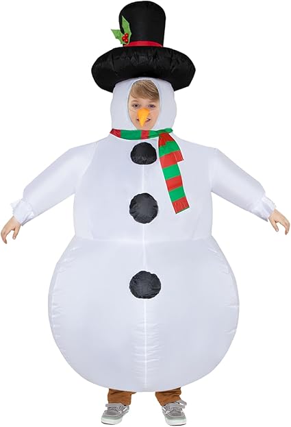 Photo 1 of Inflatable Snowman Costume Christmas Costume Funny Blow Up Snowman Costumes for Cosplay Party