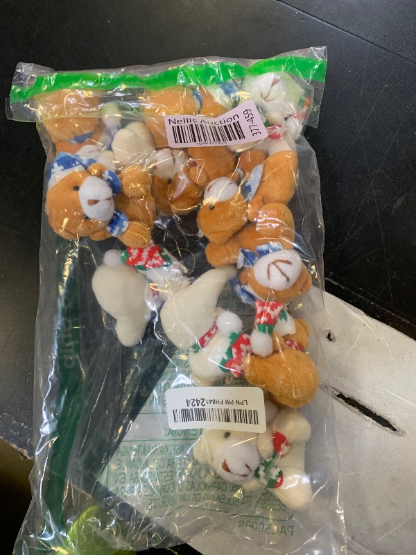 Photo 1 of 12 Pieces Christmas Mini Bear Bulk 3.15 Inch Soft Plush Stuffed Animal Toy Xmas Tree Cute Ornaments Plush Bear Keychain Gift for Birthday Present Box Wedding Party Favors Award Decor(Christmas Style)