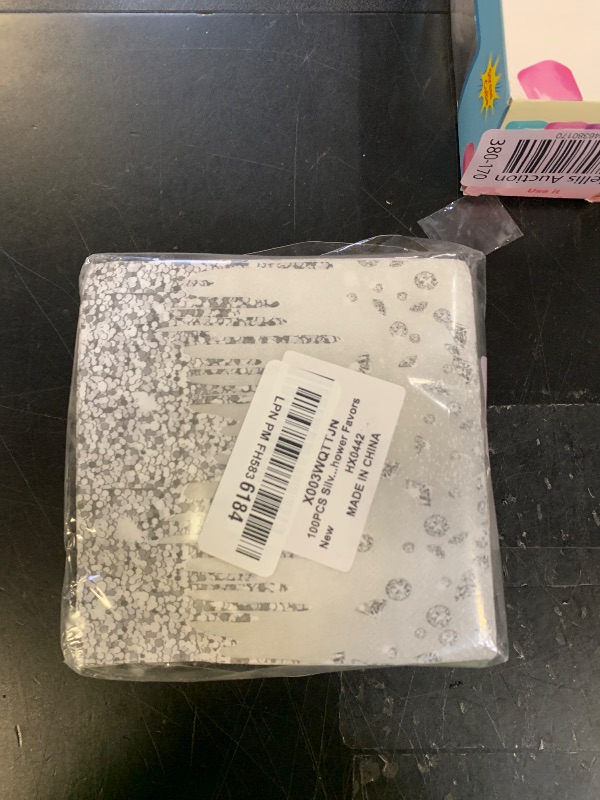 Photo 1 of 100PCS Silver Party Paper Napkins Happy Birthday Supplies Glitter Decorations Silver Diamond Theme Disposable Paper Lunch Napkins for Adults Kids Birthday Wedding Bridal Shower Favors