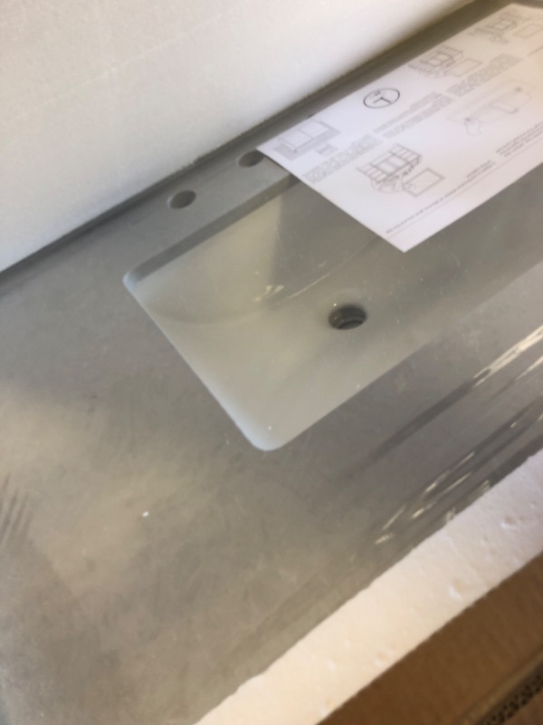 Photo 1 of LOCALAND Gray Vanity Sink Top, 36 Inch Engineered Stone Vanity Top with Sink, 8 Inch Widespread Faucet Holes with Center Sink Countertop, Modern Vanity Top with 4” Height Backsplash