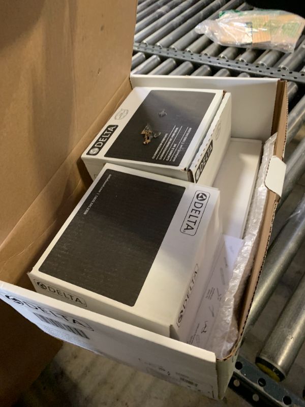 Photo 1 of Delta Modern 14 Series Round Rain Shower System Faucet Set, Rainfall Brushed Gold Shower Head and Handle Set, Valve Trim Kit, 10 Inch, Champagne Bronze 342702-CZ