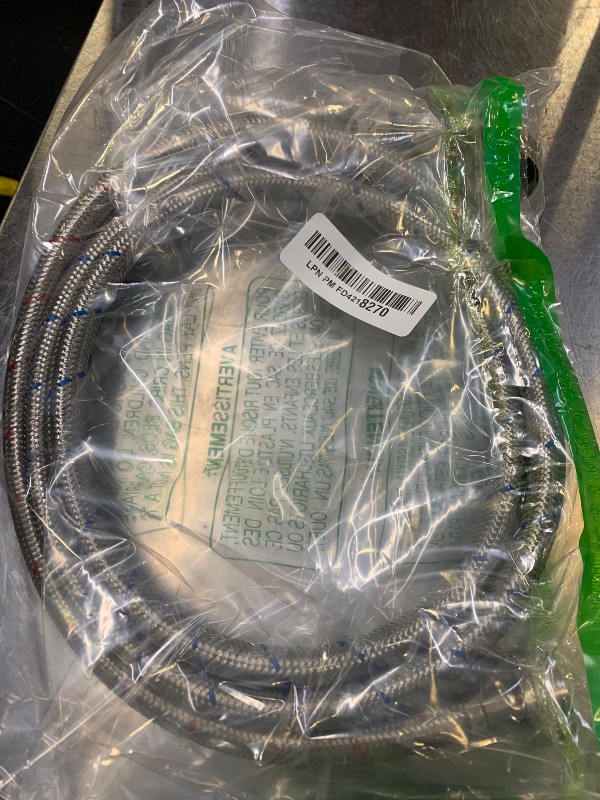 Photo 1 of ?UPGRADE?4FT Washing Machine Hoses with 90 Degree Elbow Premium Stainless Steel Burst Proof (cost-effective 2 pack) Red and Blue Striped Water Connection Inlet Supply Lines by Cenipar