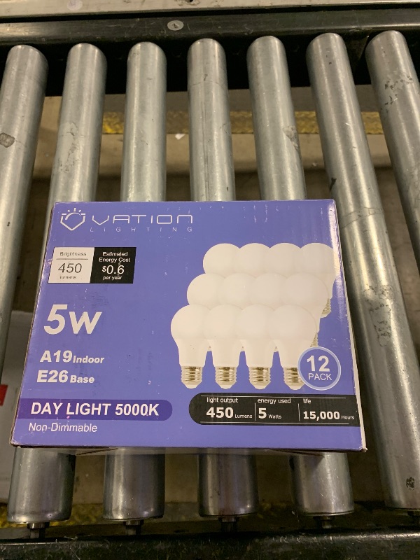 Photo 1 of 12 Pack A19 LED Light Bulbs, 40 Watt Equivalent Daylight 5000K with E26 Medium Base, Efficient 5W, 450 Lumens Non-Dimmable LED Bulbs, ETL/UL Listed, Energy Efficient for Bedroom Home Office
