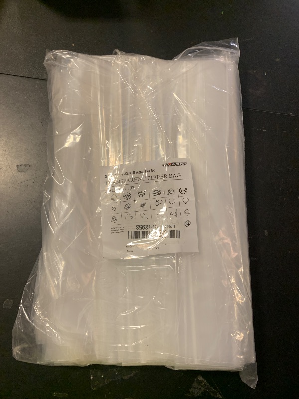 Photo 1 of 100 Count 2 Gallon Zip Storage Bags 13"×15", Reclosable Food Grade 2mil Plastic Zipper Bags for Storage, Packing and Shipping