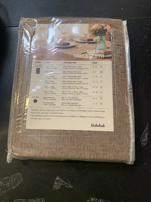 Photo 1 of Mebakuk Rectangle Table Cloth Linen Farmhouse Tablecloth Waterproof Anti-Shrink Soft and Wrinkle Resistant Decorative Fabric Table Cover for Kitchen (Flaxen, 60" x 84" (6-8 Seats))