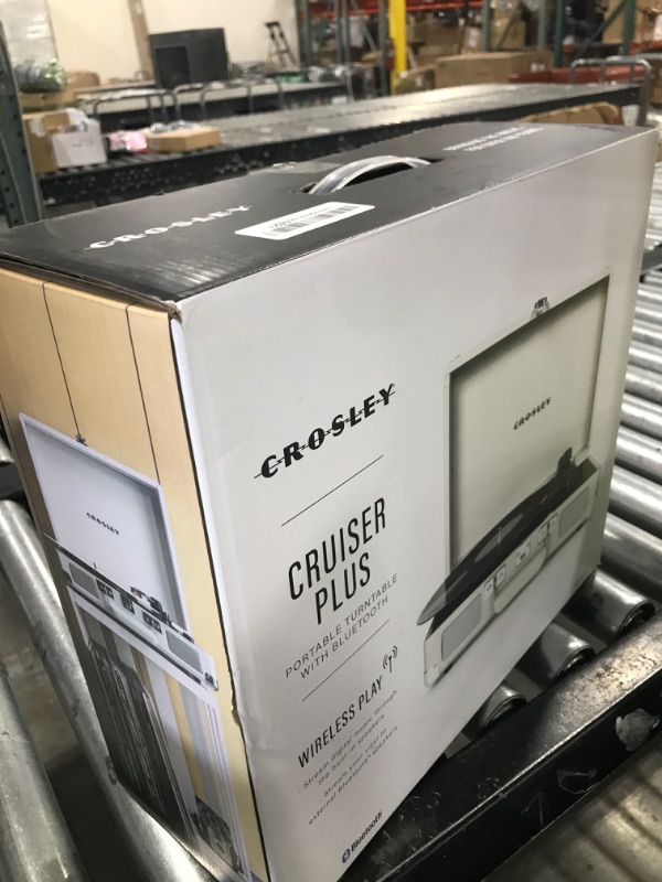 Photo 1 of Crosley CR8005F-WS Cruiser Plus Vintage 3-Speed Bluetooth in/Out Suitcase Vinyl Record Player Turntable, White Sand