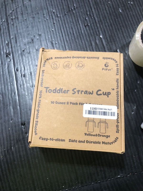 Photo 1 of Piifur Sippy Cups for Toddlers 1-3 No Spill Straw with Handle Water Bottle 2 Pack 10 Ounce