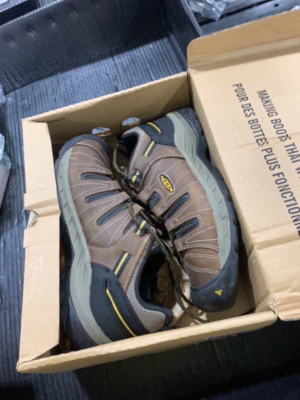 Photo 1 of KEEN Utility Flint 2 Low Height Leather Soft Toe, Work Shoes mens, Cascade Brown/Golden Rod, 12 Wide