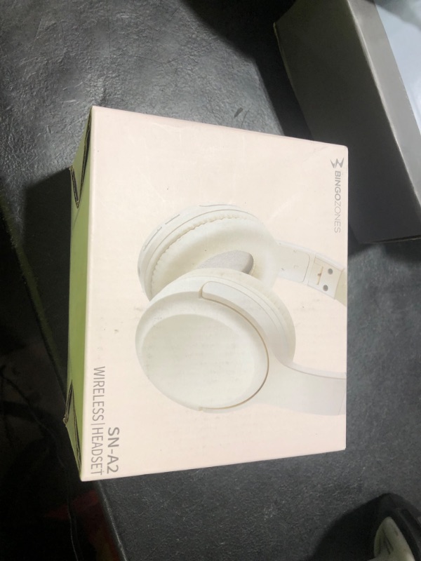 Photo 1 of Bingozones SN-A2 Headphones Wireless Bluetooth with Mic, Lightweight On Ear Aesthetic Headphone, Deep Bass, Bluetooth 5.3, 20H+ Playtime, Portable Wired Headphones for School, Travel, Gym - Beige