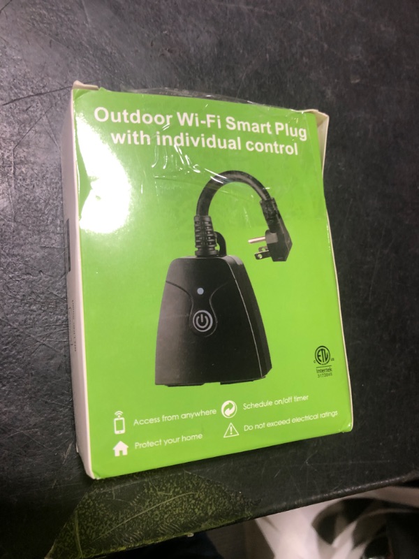 Photo 1 of BN-LINK Outdoor Smart Dual Outlet, Heavy Duty Wi-Fi Plug, Independent Control Outlets, Compatible with Alexa and Google Assistant 2.4 GHz Network only