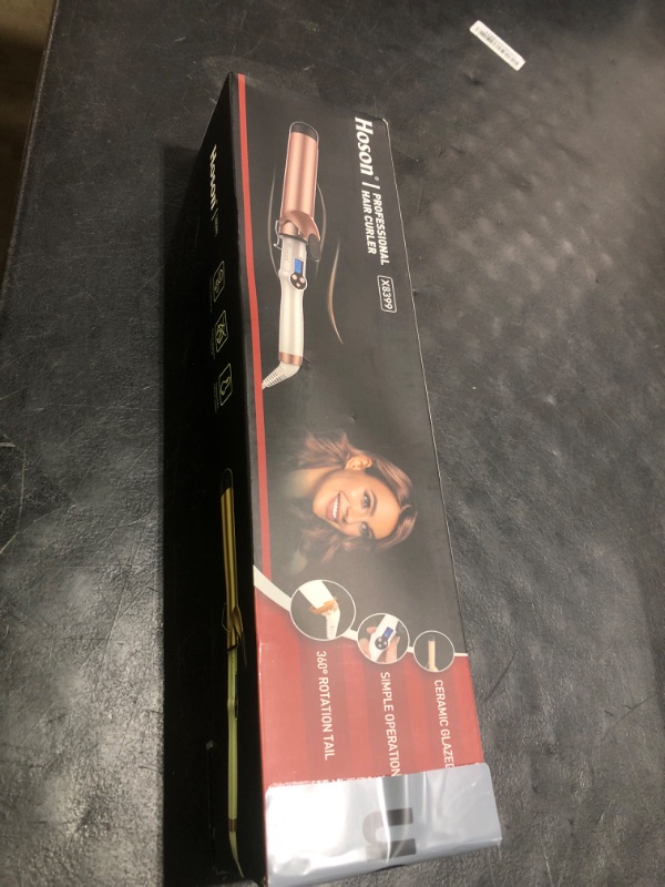 Photo 1 of Hoson 1 3/4 Inch Curling Iron Large Barrel, 1.75 Long Barrel Curling Wand Dual Voltage, Ceramic Tourmaline Coating with LCD Display, Glove Include