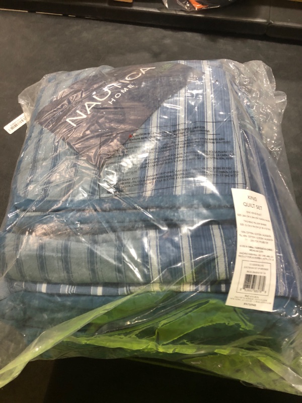 Photo 1 of Nautica - King Quilt Set, Cotton Reversible Bedding with Matching Shams, Bedding Set for All Seasons (Coveside Blue, King)