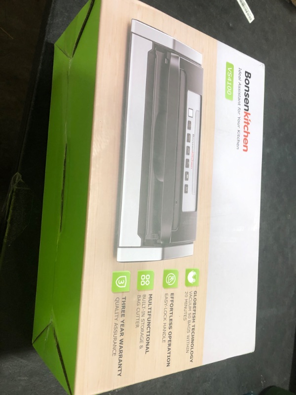 Photo 1 of Bonsenkitchen Vacuum Sealer Machine, Globefish Technology for Perfect Vacuum Sealing, Powerful Low-Noise Food Vacuum Sealer with Easy Handle Design, Built-in Cutter and Bag Storage, 2 Bag Rolls