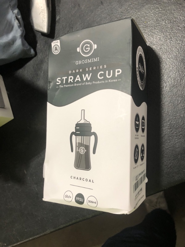 Photo 1 of GROSMIMI Spill Proof no Spill Magic Sippy Cup with Straw with Handle for Baby and Toddlers, Customizable, PPSU, BPA Free 10 oz (Charcoal)