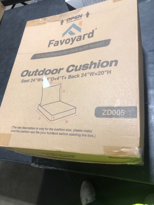 Photo 1 of Favoyard Outdoor Seat Cushion Set 24 x 24 Inch Waterproof & Fade Resistant Patio Furniture Cushions with Removable Cover, Handle and Adjustable Straps for Chair Sofa Couch