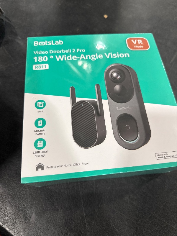 Photo 1 of BOTSLAB 5MP Wireless Video Doorbell Camera, No Monthly Fee, 5GHz WiFi, 180° Head-to-Toe View, AI Motion Detection, VR Mode, Battery or Wired Powered, Easy Installation, Weatherproof