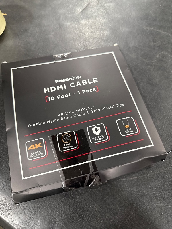 Photo 1 of PowerBear 4K HDMI Cable 10 ft | High Speed Hdmi Cables, Braided Nylon & Gold Connectors, 4K @ 60Hz, Ultra HD, 2K, 1080P, ARC & CL3 Rated | for Laptop, Monitor, PS5, PS4, Xbox One, Fire TV, & More