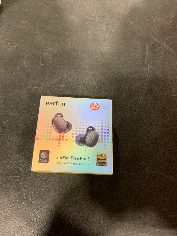 Photo 1 of EarFun Free Pro 3 Noise Cancelling Wireless Earbuds, Hi-Res Sound, Snapdragon Sound with Qualcomm aptX™ Adaptive, 6 Mics ENC, Bluetooth 5.3 Earbuds, Multipoint Connection, Custom App, Wireless Charge
